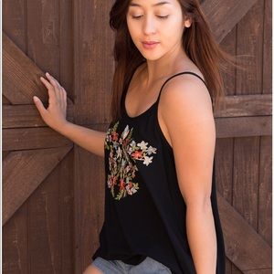Floral accent tank top